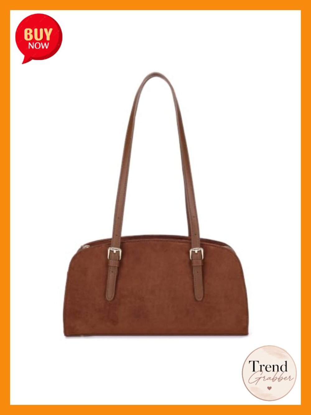 Faux Suede Swing Zip Shoulder Bag Retro Y2K Top Handle Handbag